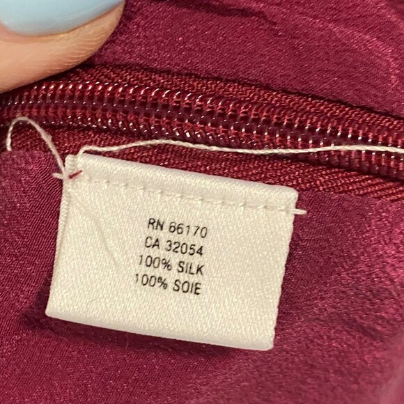 Anthro Maeve Draped V-Neck Ruched Silk Magenta Blouse Size 8 - Picture 6 of 9